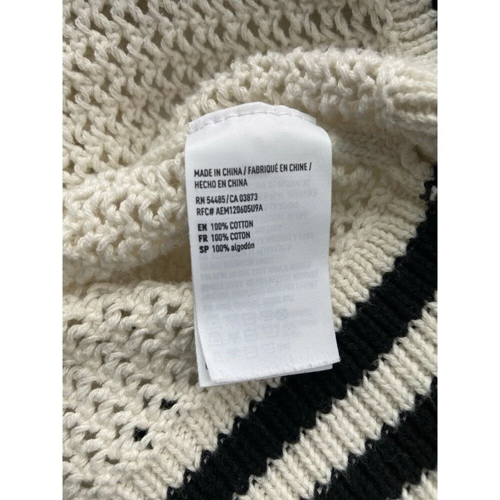 American Eagle Women Y2K Varsity Cardigan Size S Cream Open Knit Preppy Longline